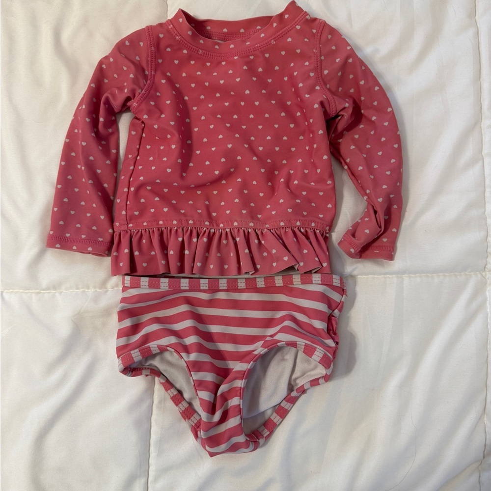 Ruffle Butts Pink Heart Swimsuit